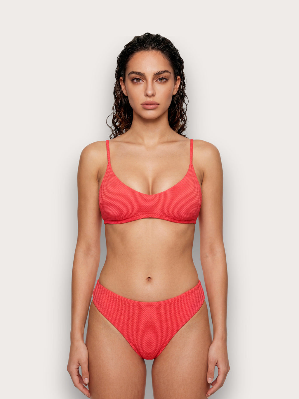Textured - Bikini gaćice sa srednje visokim bočnim dijelom za žene