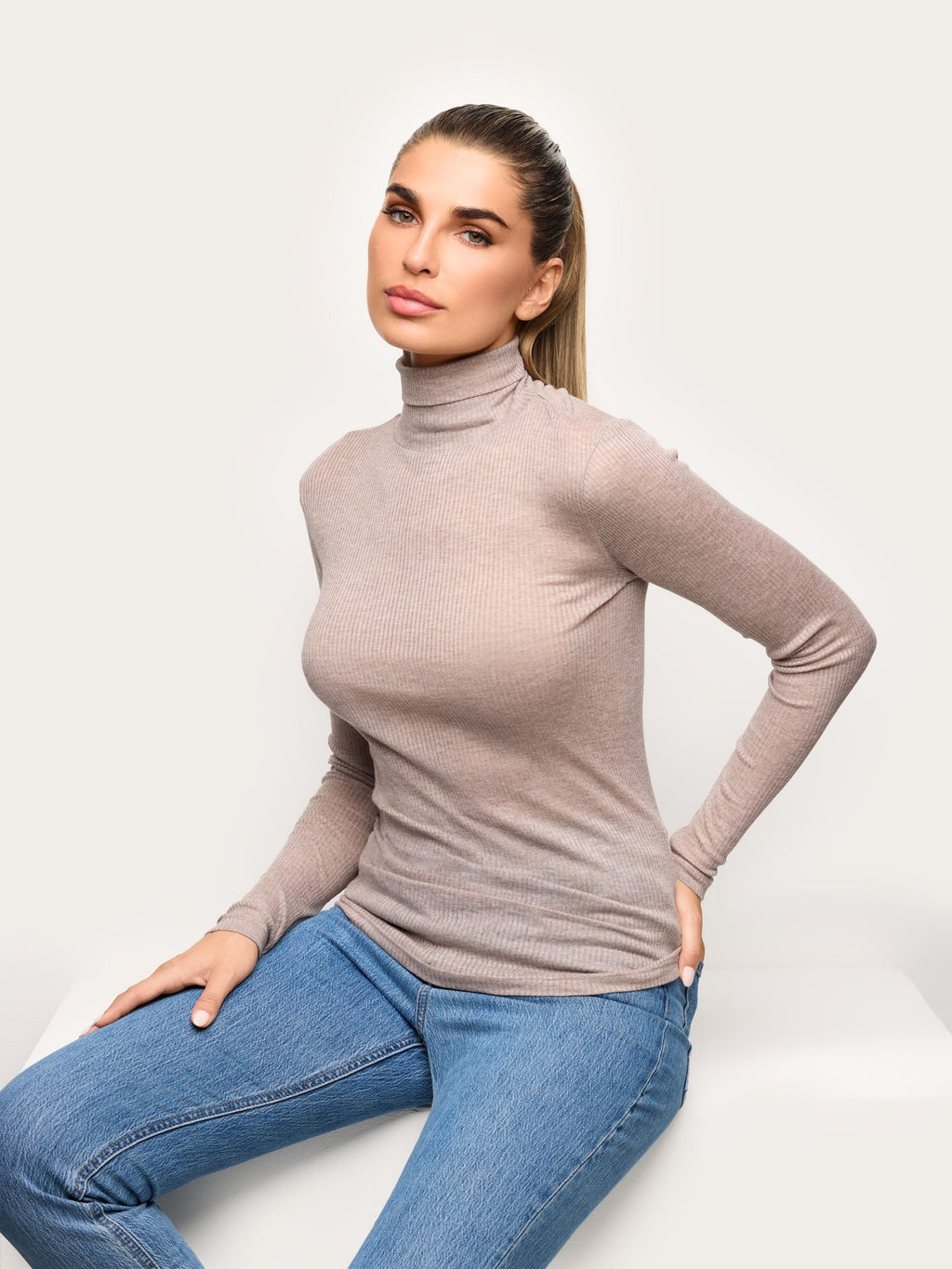 Light Cashmere Rib - Majica dugih rukava sa visokom kragnom